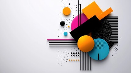 Colorful Geometric Composition with Abstract Shapes and Modern Design Elements
