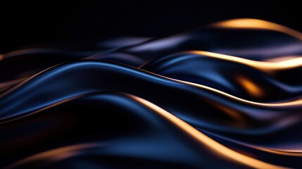 Elegant flowing dark blue fabric with golden highlights creating an artistic texture