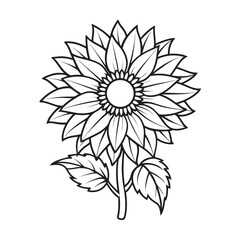 single sunflower with detailed petals kids for colouring page
