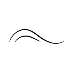 Doodle wind line sketch vector. Hand drawn doodle wind motion, air blow, swirl element