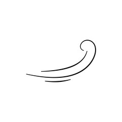 Doodle wind line sketch vector. Hand drawn doodle wind motion, air blow, swirl element