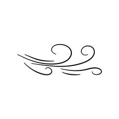 Doodle wind line sketch vector. Hand drawn doodle wind motion, air blow, swirl element