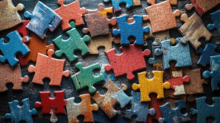 Jigsaw puzzles with pieces scattered, assembled, or boxed, showing puzzle-solving activity, mental focus, and cozy hobby visuals for indoor relaxation and mindfulness themes