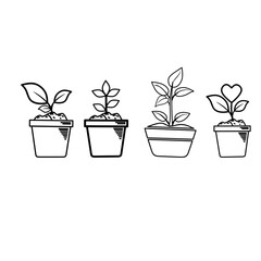 Pot plant outline icon with linear style . Plant in pot simple line vector icon for mobile concept and web design. Single potter plan.