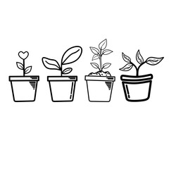 Pot plant outline icon with linear style . Plant in pot simple line vector icon for mobile concept and web design. Single potter plan.