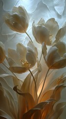 Delicate Beaded Tulip Arrangement In Soft Light