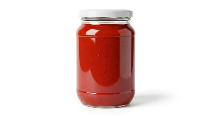 A jar of tomato sauce isolated on white