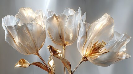 Glowing White And Gold Floral Lamp Design