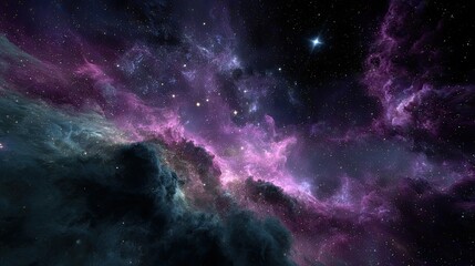 Vibrant Purple And Pink Nebula In Deep Space