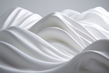 Abstract White Wave Forms In A Studio Shot