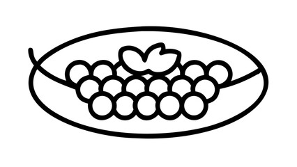 Simplified outline of a cluster of grapes with each grape as a perfect circle, 1 pt stroke, blank background.

