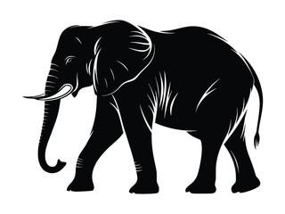 Elephant Side Profile Silhouette Illustration