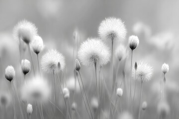 Delicate Gray Scale Dandelions