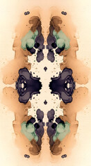 Abstract Ink Blot Symmetric Design in Muted Tones, Serene and Rorschach-inspired, Perfect for Backgrounds and Creative Projects