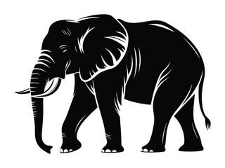Elephant Side Profile Silhouette Illustration