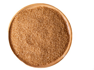 Organic Light Brown Sugar on wooden board.