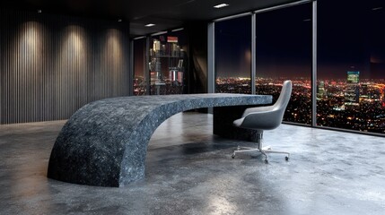 Modern Executive Desk With City View