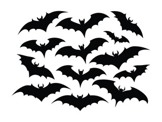 Fototapeta premium Flying Bat Silhouette Group Illustration