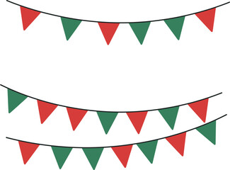 Obraz premium Festive triangle bunting flags red green
