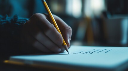 Naklejka premium Hand Writing in Notebook with Pencil