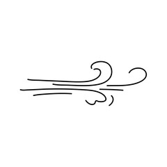 Wind blowing line icon. Windy, storm, breeze weather design