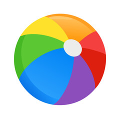 Obraz premium transparent background: Colorful Inflatable Beach Ball with Vibrant Stripes - A Classic Symbol of Summer Fun, Holidays, and Outdoor Recreation