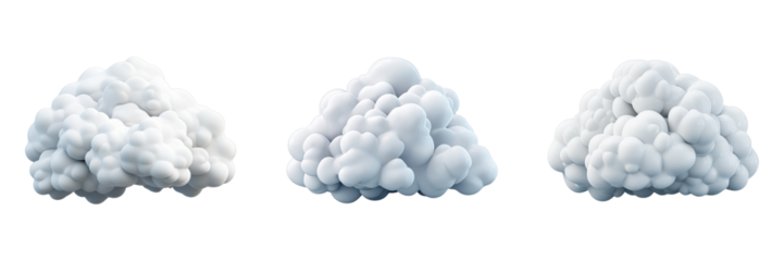 Soft 3D cloud formations on a black background