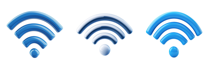 3D Wi-Fi Signal Icons in Gradient Blue Tones