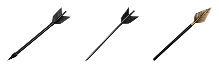 Three Unique Arrows with Different Designs on Black Background