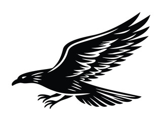 Obraz premium Flying Bird Silhouette with Spread Wings Illustration