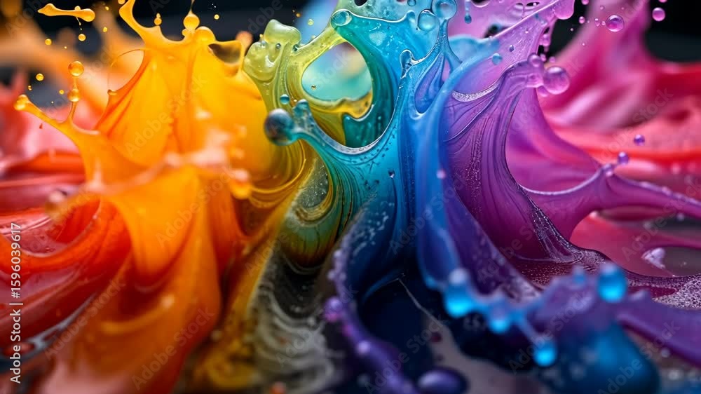Poster vibrant color splash with dynamic liquid motion and abstract art effects