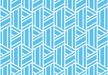 Abstract geometric pattern with stripes, lines. Seamless vector background. White and blue ornament. Simple lattice graphic design