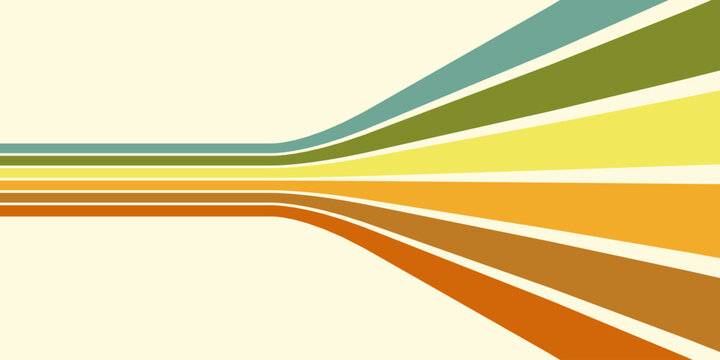 Retrofuturism poster design in trendy retro line style. Modern art poster retro vintage style 70s stripes background template lines shapes vector design.