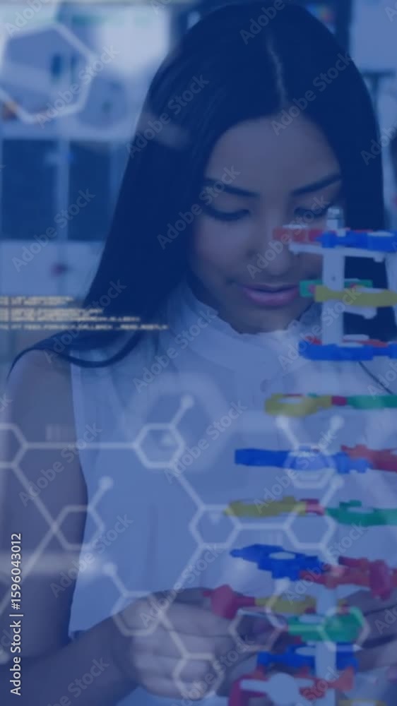 Poster animation of scientific data processing over diverse students in laboratory
