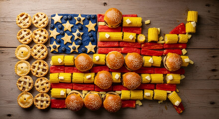 American Culinary Map A Delicious Representation of the USA Made with Diverse Foods