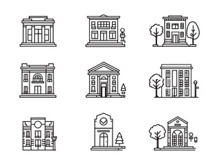 Elegant Building Facade line art for architects
