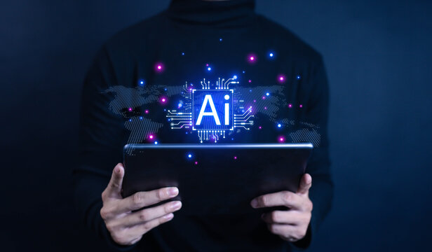 AI Technology Artificial Intelligence Humans use intelligent robot technology to create complex data sets Data mining Artificial intelligence Machine learning Business analytics