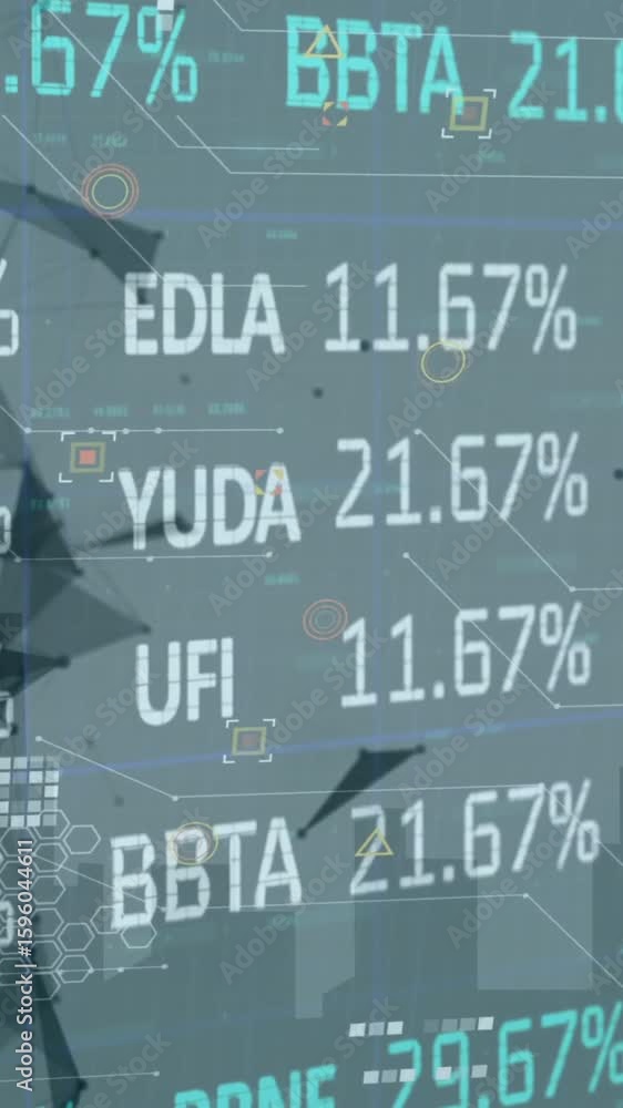 Aufkleber animation of financial data processing over grid