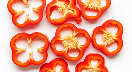 Bell pepper slices isolated on white