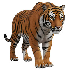 Naklejka premium Majestic Tiger Prowling Isolated on White Background