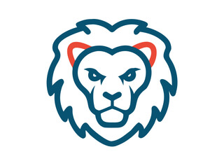 Naklejka premium Bold Lion Head Logo Design for Brand Identity , A stylized, minimalist vector graphic of a lion's head. 