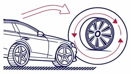 Car Tire Rotation Illustrated with Arrows.