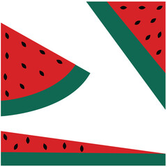 watermelon slices hand drawn simple background, poster, card template. A fun and fresh hand drawn illustration of watermelon slices arranged on simple background. Perfect for use in textile, fabric.