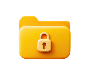 Locked folder icon with yellow color and secure padlock symbol, representing data protection and privacy in digital storage systems