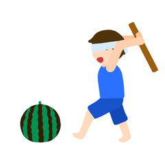 スイカ割りをしている男の子