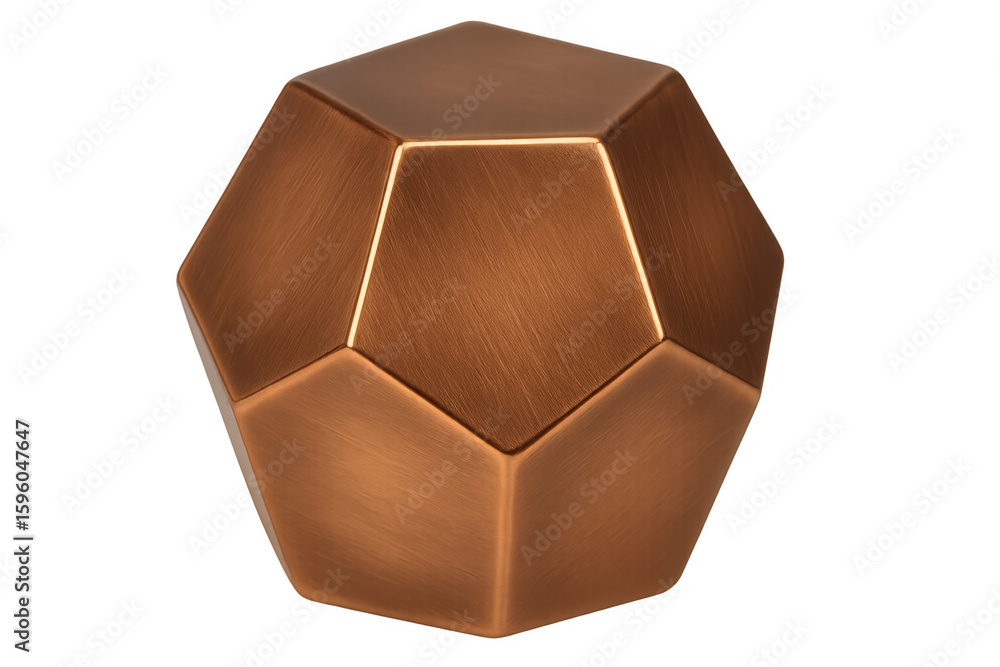 Fototapete gleaming bronze dodecahedron rotating smoothly, highlighting geometric precision within minimalist t
