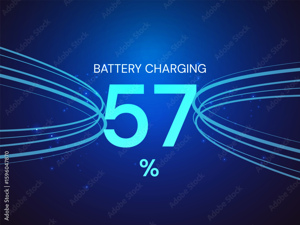 Poster electric vehicle battery charging status dashboard interface with battery percentage in futuristic c
