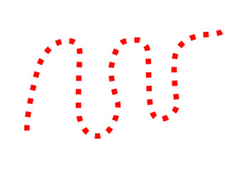 Red square dotted line forms a winding path on a black background