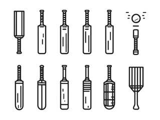 Elegant Cricket Bat Outline Classic Sports Line Art