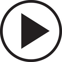 Black play button icon inside a circle isolated on transparent background